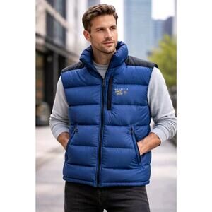 Mountain Hardwear Sub Zero Down Vest Embroidered Men’s Large Blue Black VINTAGE